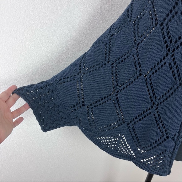 Anthropologie Angel of the North Sweater Womens Small Blue Cardigan Cotton Boho - Picture 3 of 13